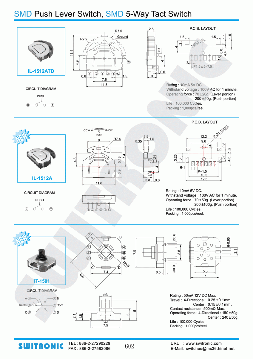 SMD Push Lever Switch